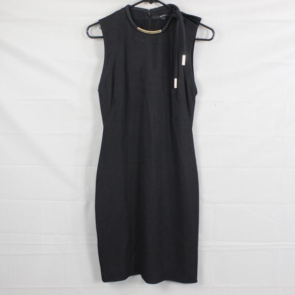 Gucci Dress 38 Sleeveless Sheath Mini Neck Tie Black Work Business Office Career